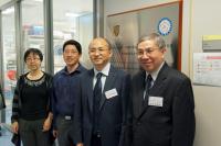 (右起) 陳偉儀教授、張亞平教授、萬超教授及馮波教授於中大-中科院廣州生物醫藥與健康研究院幹細胞與再生醫學聯合實驗室合照